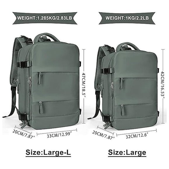 Large Travel Backpack For Women Men,Carry On Backpack,Hiking Olive Green - Picture 3 of 7